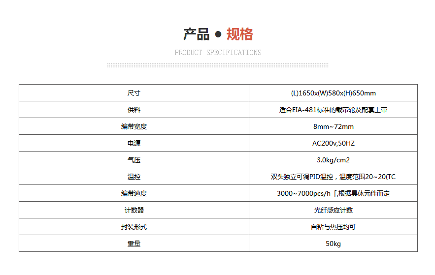 半自动编带机规格